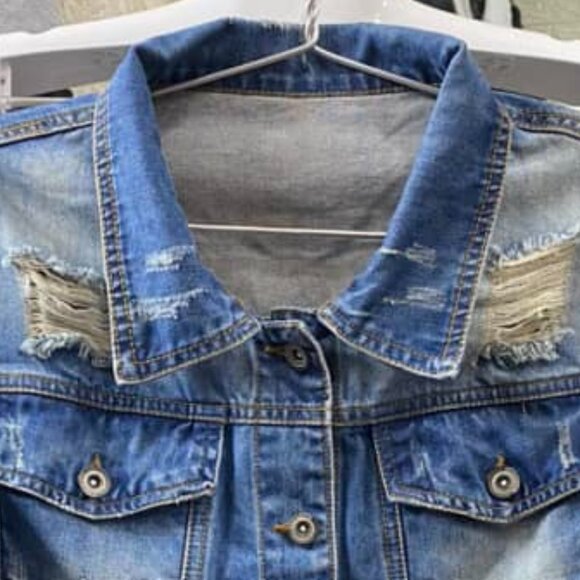 Trendy Distressed Denim Jacket - Picture 2 of 3